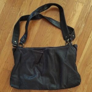 Beautiful Latico Leather Dark Eggplant Purple/Blue Lea Shoulder Bag